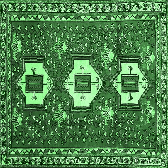 Ahgly Company Indoor Square Persian Emerald Green Traditional Area Rugs, 7' Square