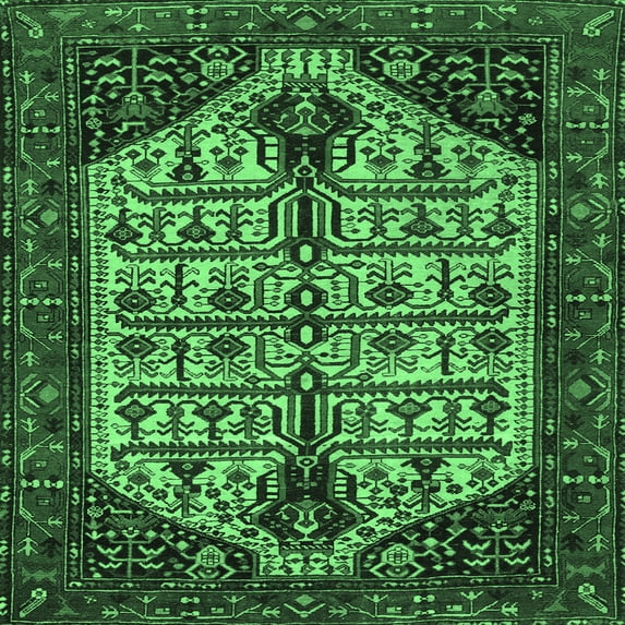 Ahgly Company Indoor Square Persian Emerald Green Traditional Area Rugs, 8' Square