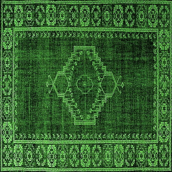 Ahgly Company Indoor Square Persian Green Bohemian Area Rugs, 3' Square