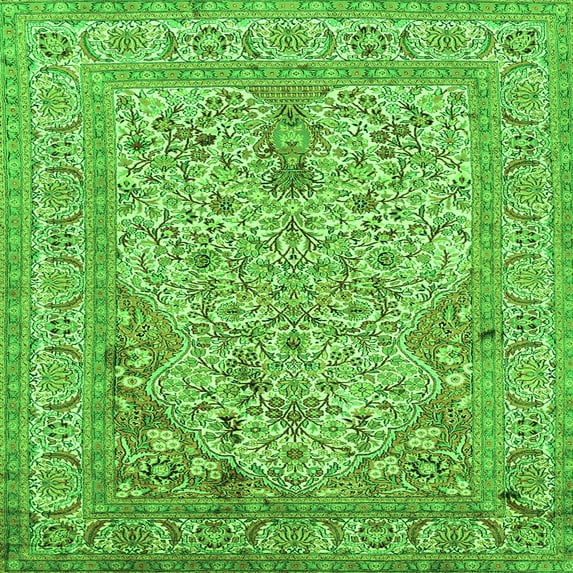 Ahgly Company Indoor Square Persian Green Traditional Area Rugs, 3' Square