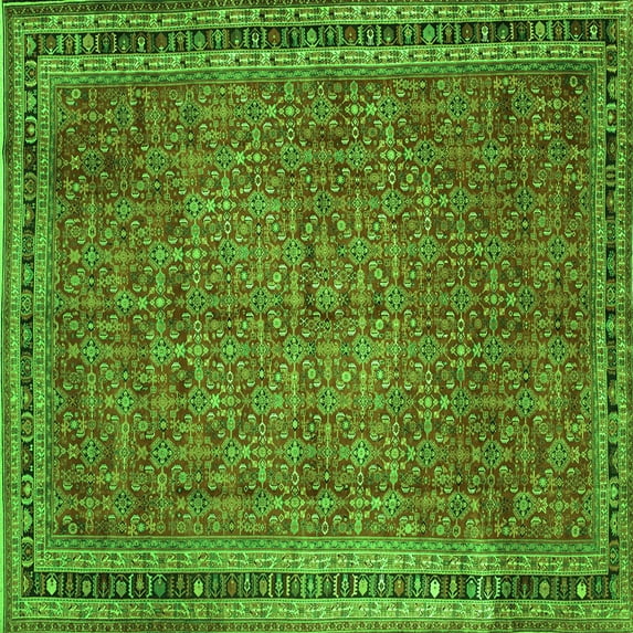 Ahgly Company Indoor Square Persian Green Traditional Area Rugs, 3' Square
