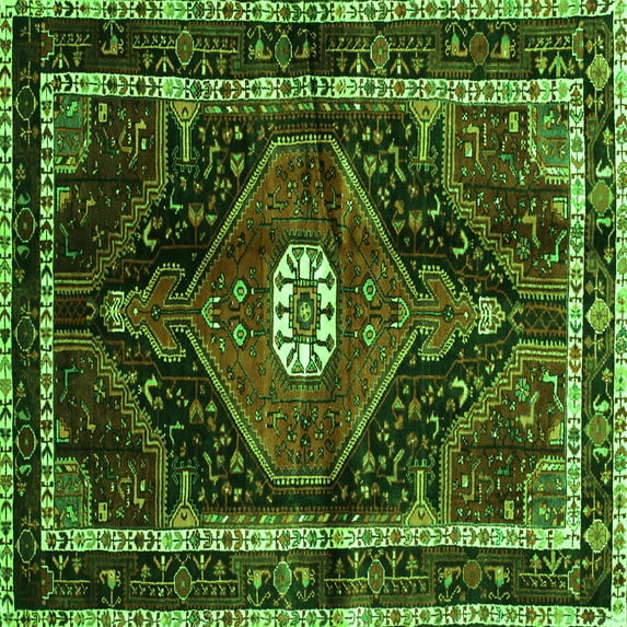 Ahgly Company Indoor Square Persian Green Traditional Area Rugs, 3' Square