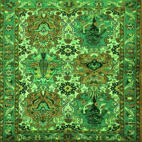Ahgly Company Indoor Square Persian Green Traditional Area Rugs, 4' Square