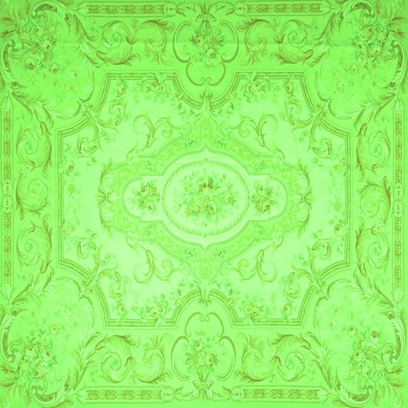 Ahgly Company Indoor Square Persian Green Traditional Area Rugs, 4' Square