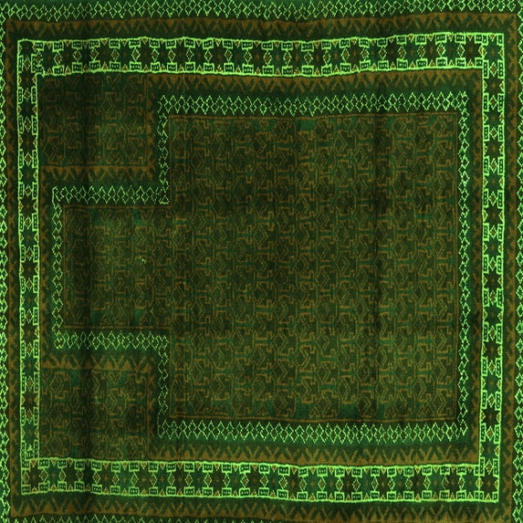 Ahgly Company Indoor Square Persian Green Traditional Area Rugs, 7' Square