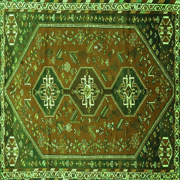 Ahgly Company Indoor Square Persian Green Traditional Area Rugs, 7' Square