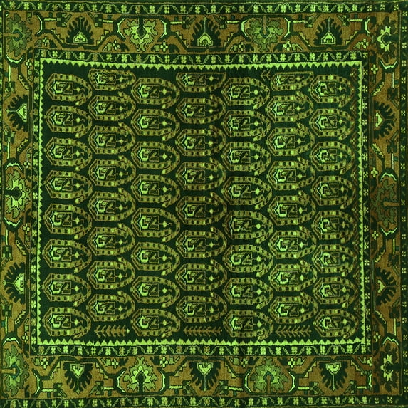 Ahgly Company Indoor Square Persian Green Traditional Area Rugs, 7' Square