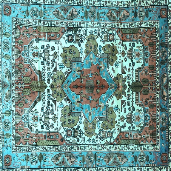 Ahgly Company Indoor Square Persian Light Blue Traditional Area Rugs, 3' Square