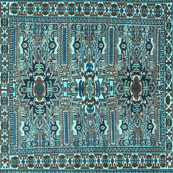 Ahgly Company Indoor Square Persian Light Blue Traditional Area Rugs, 3' Square