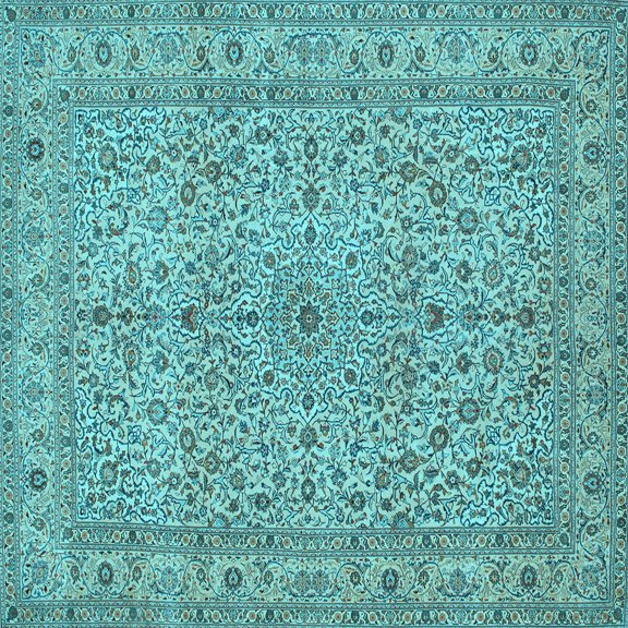 Ahgly Company Indoor Square Persian Light Blue Traditional Area Rugs, 3' Square