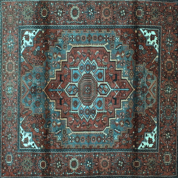 Ahgly Company Indoor Square Persian Light Blue Traditional Area Rugs, 4' Square