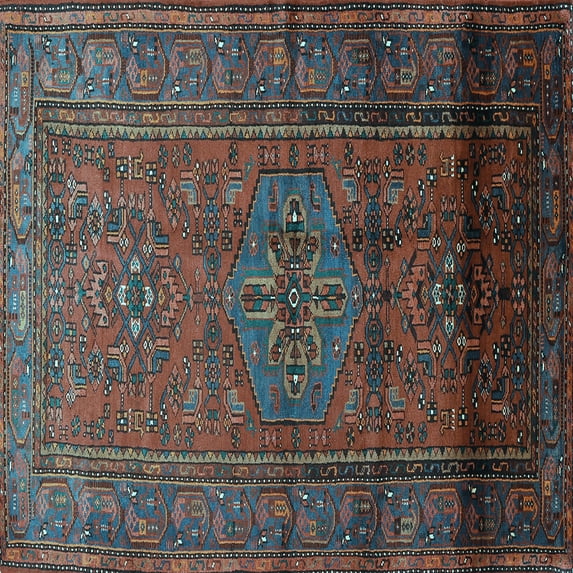 Ahgly Company Indoor Square Persian Light Blue Traditional Area Rugs, 5' Square