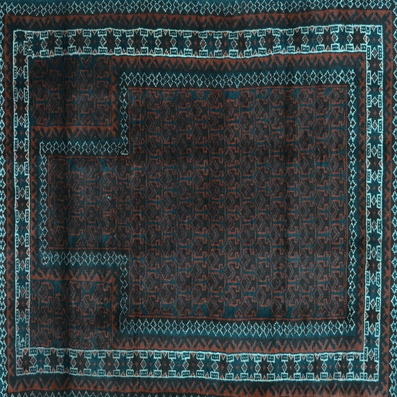 Ahgly Company Indoor Square Persian Light Blue Traditional Area Rugs, 7' Square