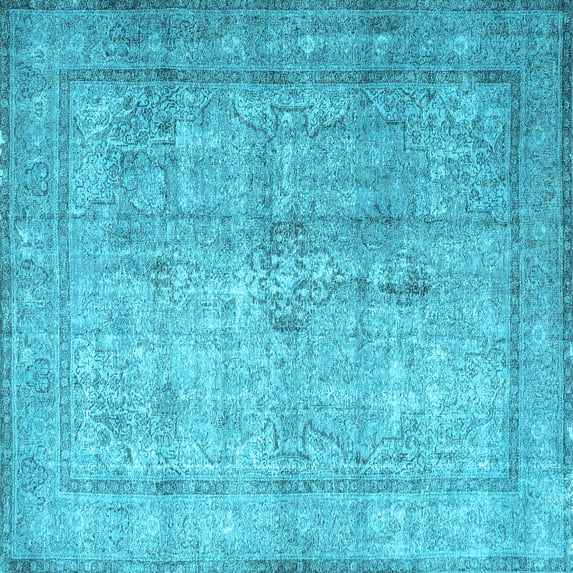 Ahgly Company Indoor Square Persian Light Blue Traditional Area Rugs, 7' Square