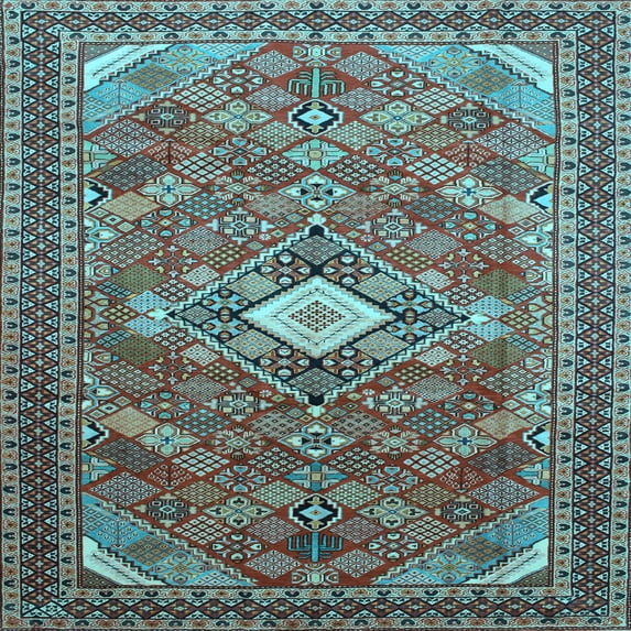 Ahgly Company Indoor Square Persian Light Blue Traditional Area Rugs, 8' Square