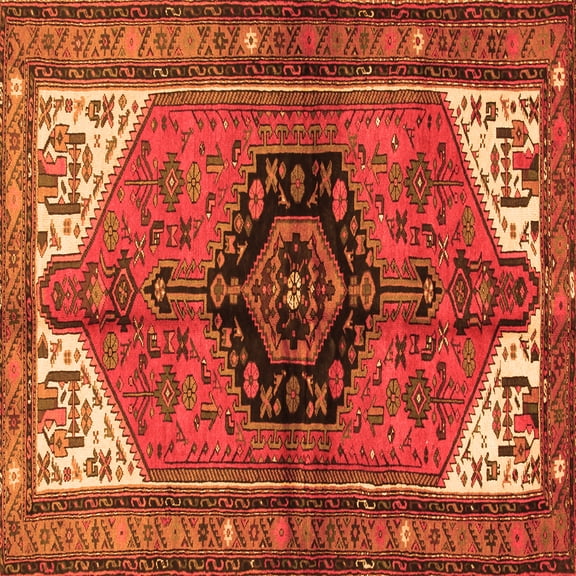 Ahgly Company Indoor Square Persian Orange Traditional Area Rugs, 3' Square