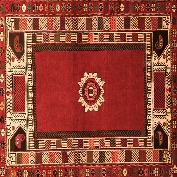 Ahgly Company Indoor Square Persian Orange Traditional Area Rugs, 3' Square