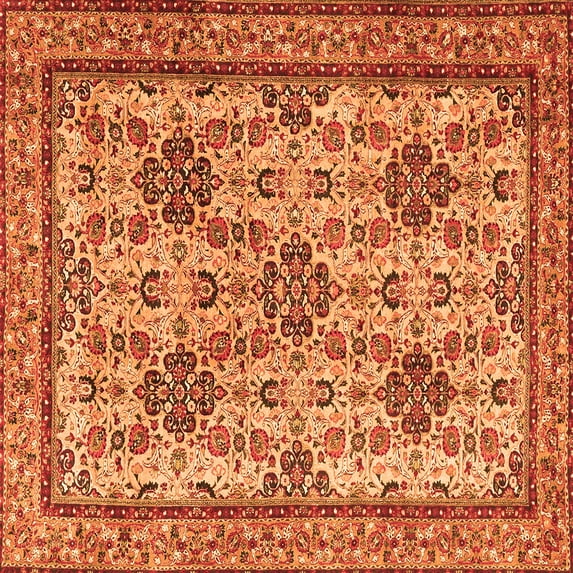 Ahgly Company Indoor Square Persian Orange Traditional Area Rugs, 5' Square