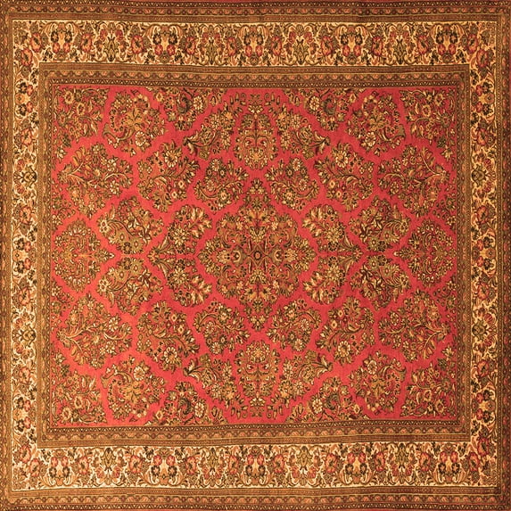 Ahgly Company Indoor Square Persian Orange Traditional Area Rugs, 5' Square