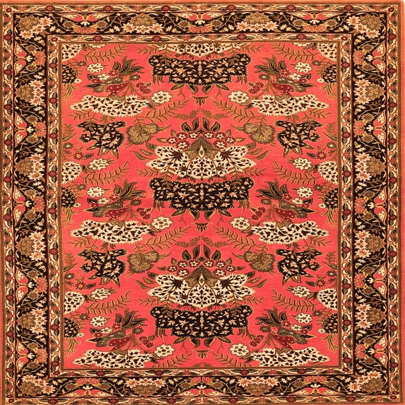 Ahgly Company Indoor Square Persian Orange Traditional Area Rugs, 6' Square