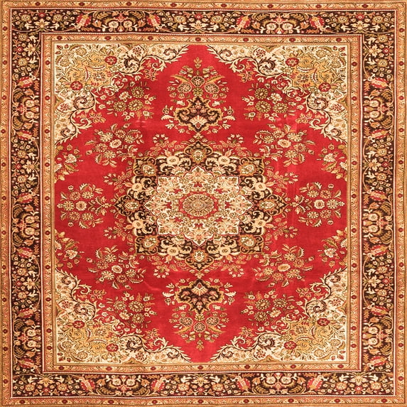 Ahgly Company Indoor Square Persian Orange Traditional Area Rugs, 7' Square