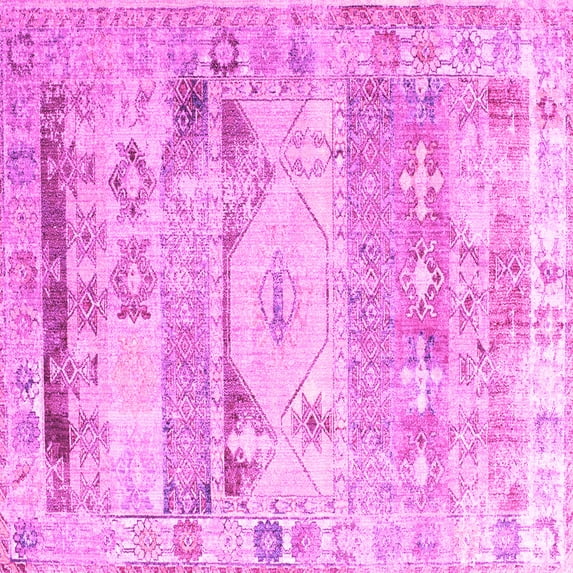 Ahgly Company Indoor Square Persian Pink Traditional Area Rugs, 7' Square