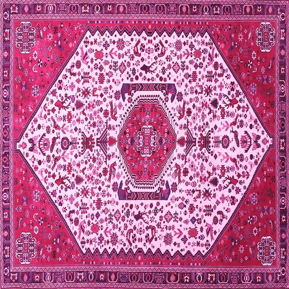 Ahgly Company Indoor Square Persian Pink Traditional Area Rugs, 8' Square