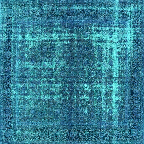 Ahgly Company Indoor Square Persian Turquoise Blue Bohemian Area Rugs, 6' Square