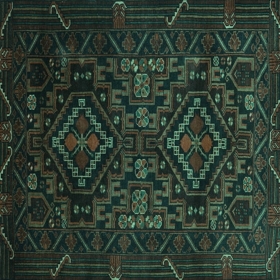Ahgly Company Indoor Square Persian Turquoise Blue Traditional Area Rugs, 3' Square