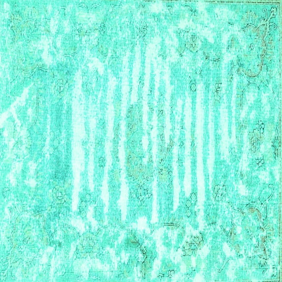 Ahgly Company Indoor Square Persian Turquoise Blue Traditional Area Rugs, 5' Square