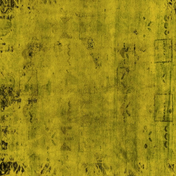 Ahgly Company Indoor Square Persian Yellow Bohemian Area Rugs, 5' Square