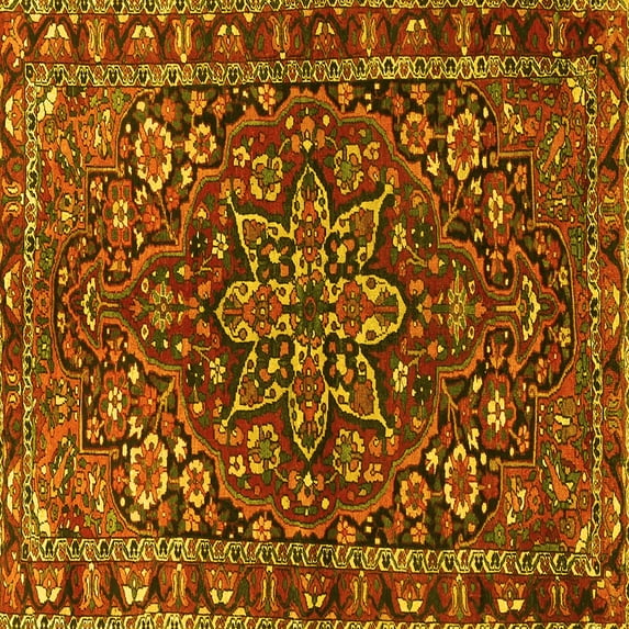 Ahgly Company Indoor Square Persian Yellow Traditional Area Rugs, 6' Square