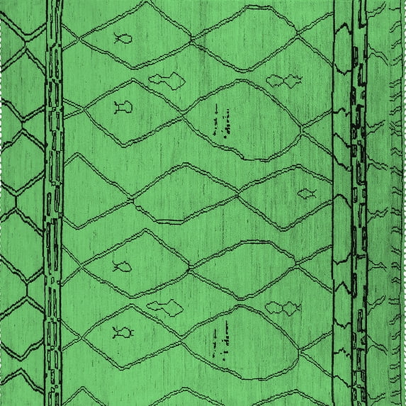 Ahgly Company Indoor Square Solid Emerald Green Modern Area Rugs, 7' Square