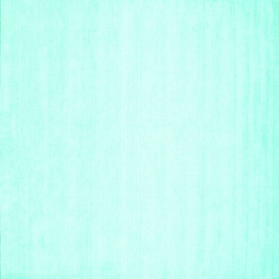 Ahgly Company Indoor Square Solid Turquoise Blue Modern Area Rugs, 4' Square