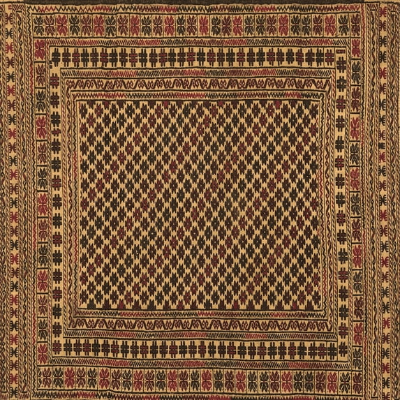 Ahgly Company Indoor Square Southwestern Brown Country Area Rugs, 7' Square