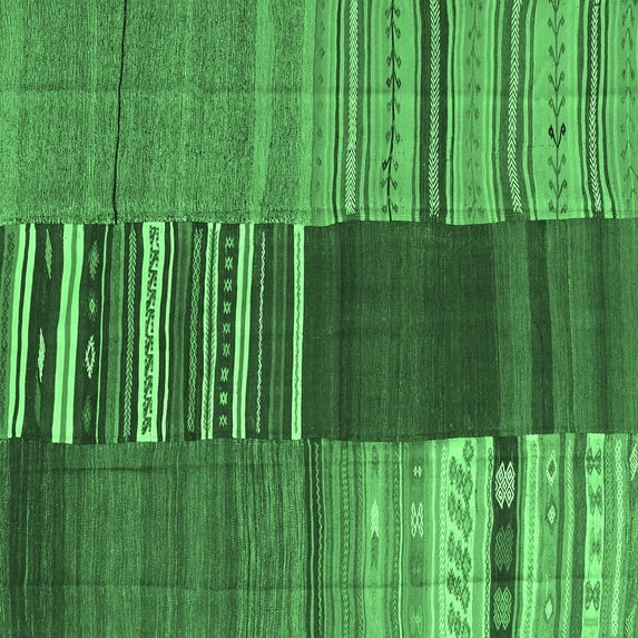 Ahgly Company Indoor Square Southwestern Emerald Green Country Area Rugs, 4' Square