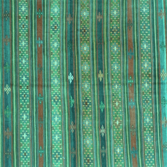 Ahgly Company Indoor Square Southwestern Turquoise Blue Country Area Rugs, 3' Square
