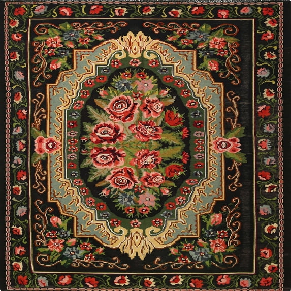 Ahgly Company Indoor Square Traditional Blood Night Red Area Rugs, 5' Square