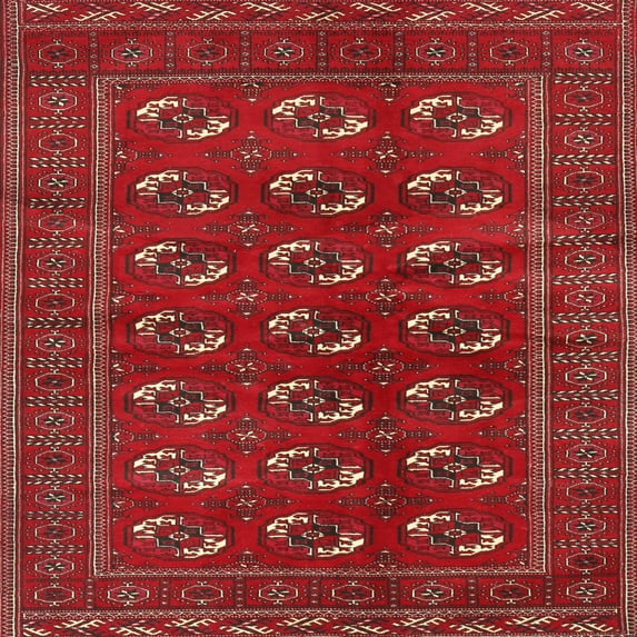 Ahgly Company Indoor Square Traditional Cherry Red Area Rugs, 7' Square