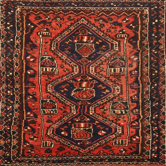 Ahgly Company Indoor Square Traditional Chestnut Brown Persian Area Rugs, 8' Square