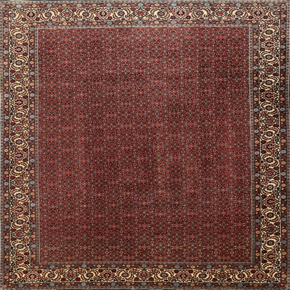 Ahgly Company Indoor Square Traditional Dark Gold Brown Persian Area Rugs, 4' Square
