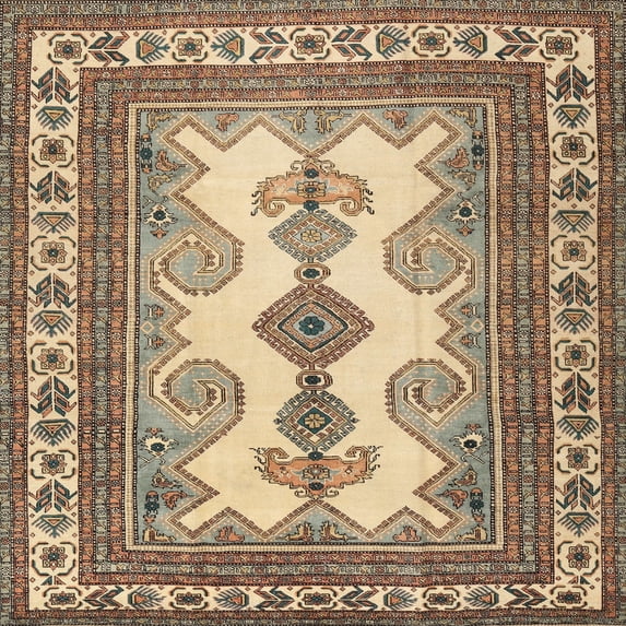 Ahgly Company Indoor Square Traditional Dark Sienna Brown Area Rugs, 6' Square