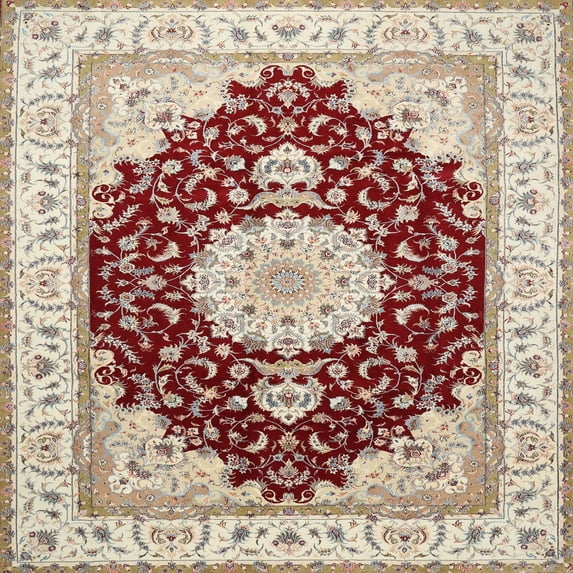 Ahgly Company Indoor Square Traditional Desert Sand Beige Area Rugs, 5' Square