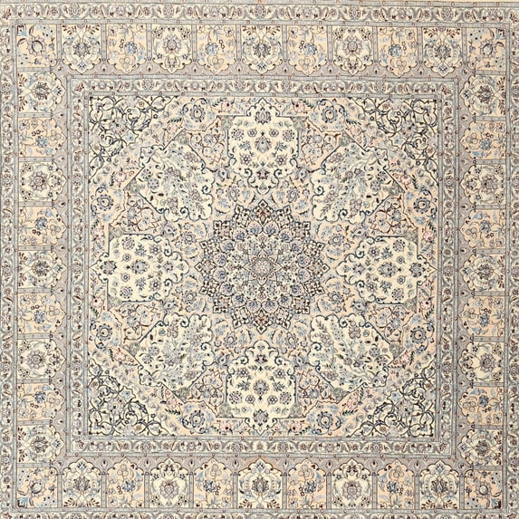 Ahgly Company Indoor Square Traditional Light Gold Area Rugs, 6' Square