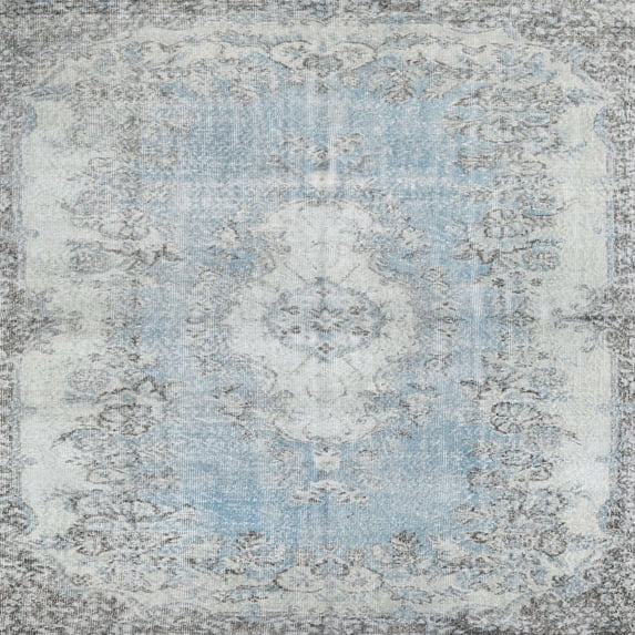 Ahgly Company Indoor Square Traditional Light Gray Area Rugs, 6' Square