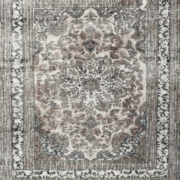 Ahgly Company Indoor Square Traditional Pale Silver Gray Persian Area Rugs, 3' Square