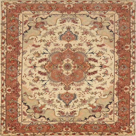 Ahgly Company Indoor Square Traditional Red Fox Red Area Rugs, 3' Square