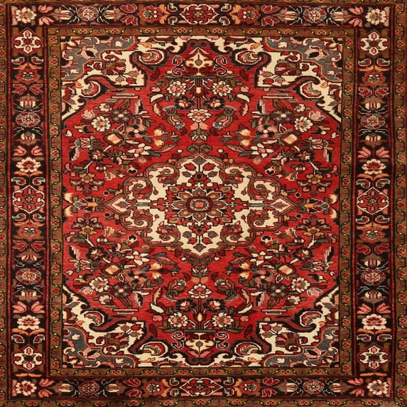 Ahgly Company Indoor Square Traditional Red Fox Red Area Rugs, 5' Square