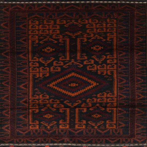 Ahgly Company Indoor Square Traditional Red Persian Area Rugs, 8' Square
