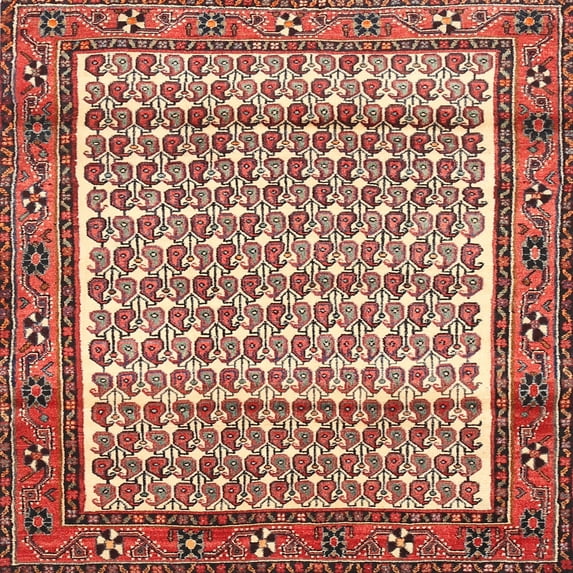 Ahgly Company Indoor Square Traditional Red Persian Area Rugs, 8' Square